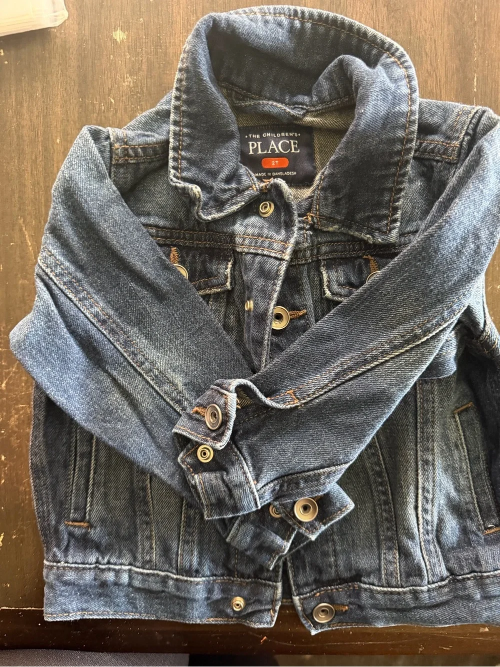 The Children's Place Dark Blue Denim Jacket with Button Front